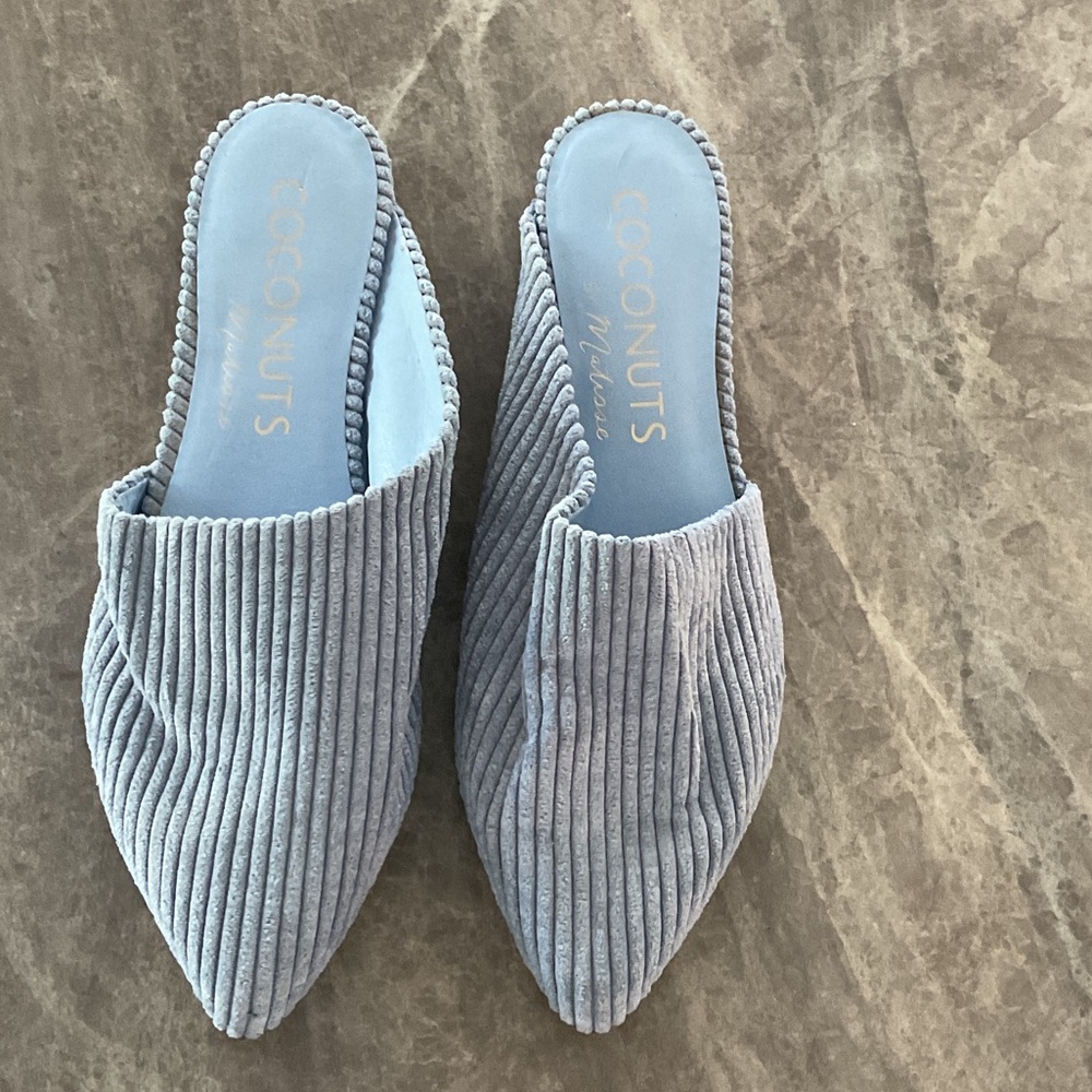 Coconuts by Matisse Light Blue Corduroy Mules